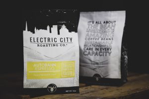 two bags of autobahn espresso by electric city roasting
