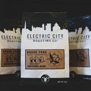 two bags of specialty coffee from electric city roasting and the boy scouts of america