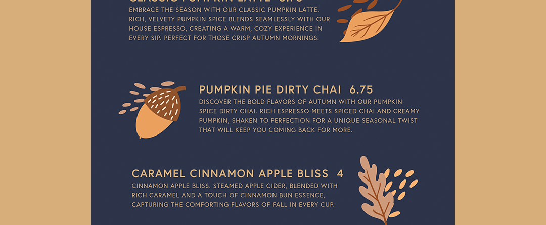 ECR Fall Faves Menu